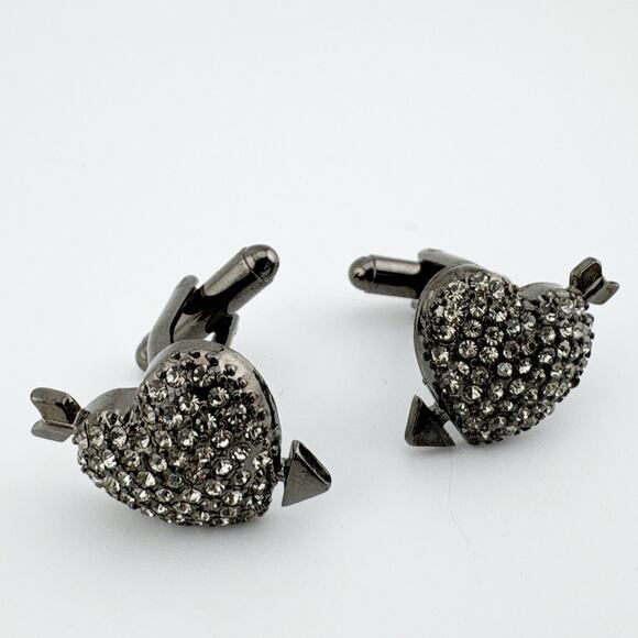 Pave Heart‎ Arrow Cufflinks - Picture 4 of 10